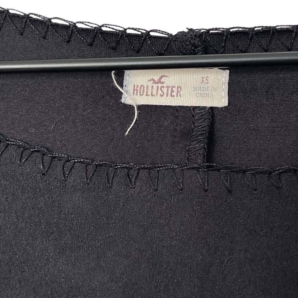 Hollister Black Tie Side Faux Suede Short Sleeve Cropped Top Size XS - Picture 9 of 10